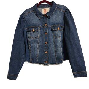 All Worthy by Hunter McGrady Dark Wash Cropped Denim Jacket Size 1X